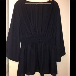 Torrid elastic waist Navy  baby doll 3/4 sleeves
